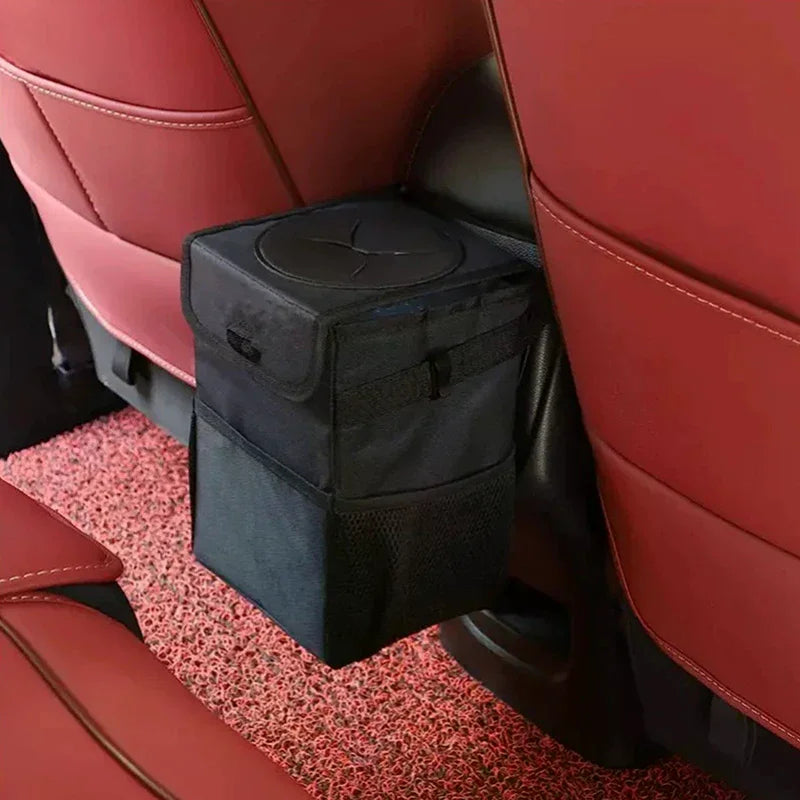 Foldable Waterproof Car Trash Can – Hanging Garbage Bin