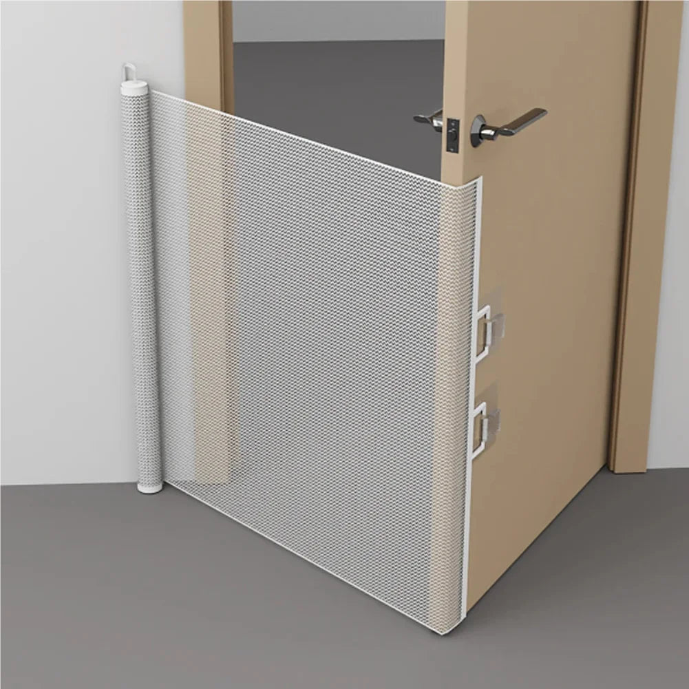 2025 Hot Retractable Pet Gate - Anti-Escape Reinforced Mesh, No-Drill Safety Barrier for Puppies/Kittens, Stairs/Hallway/Balcony Zpaxo