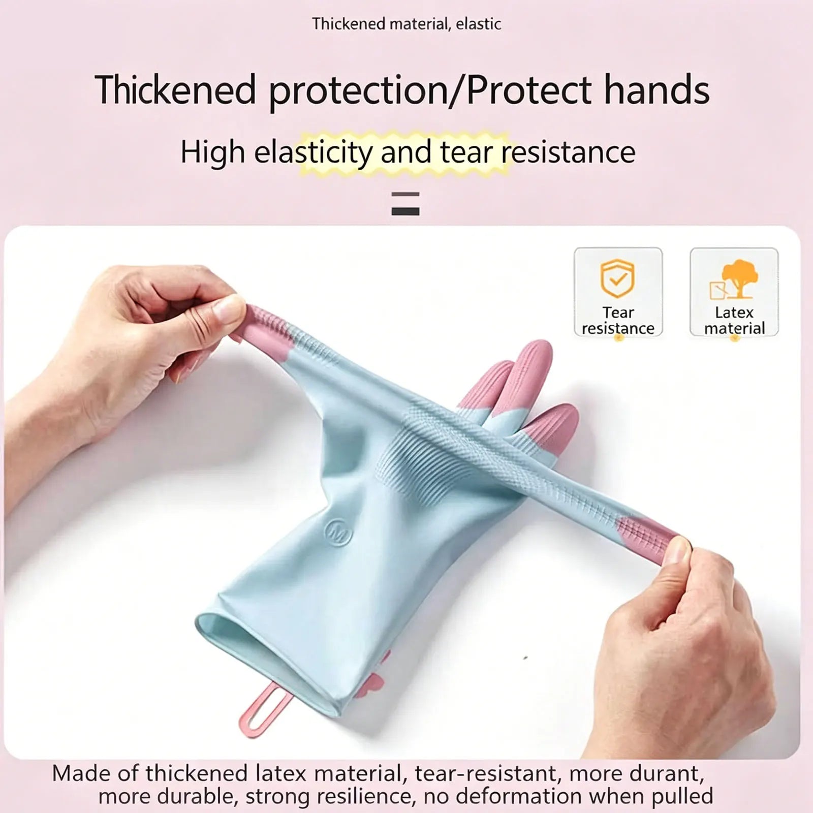 Reusable Latex Dishwashing Gloves, 3 Pairs Color-Block Cartoon Kitchen Gloves for Washing Dishes, 11in Long Cuff, Non-Slip Zpaxo