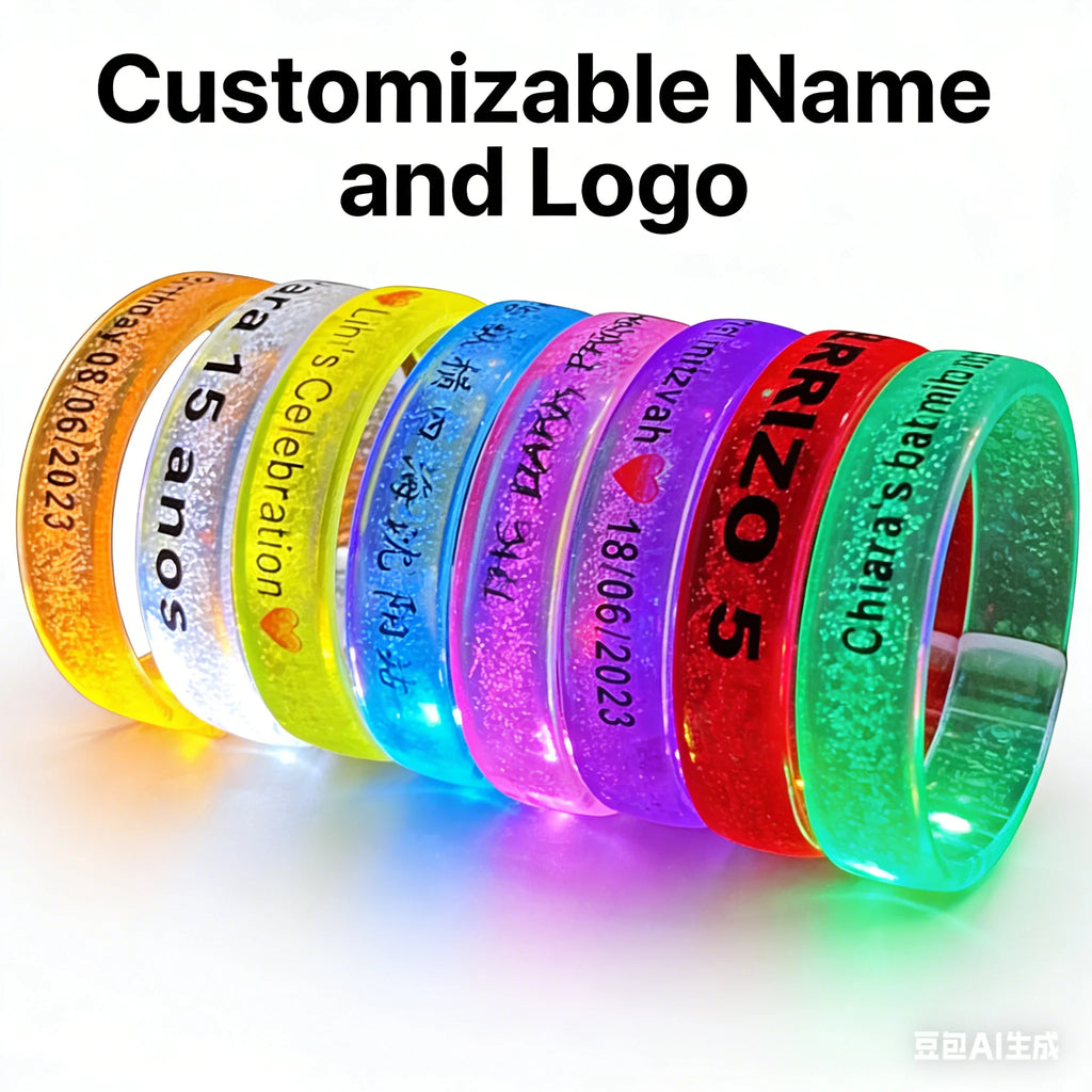 10 30 50 LED Bracelets Customizable Logos Text Suitable Wedding