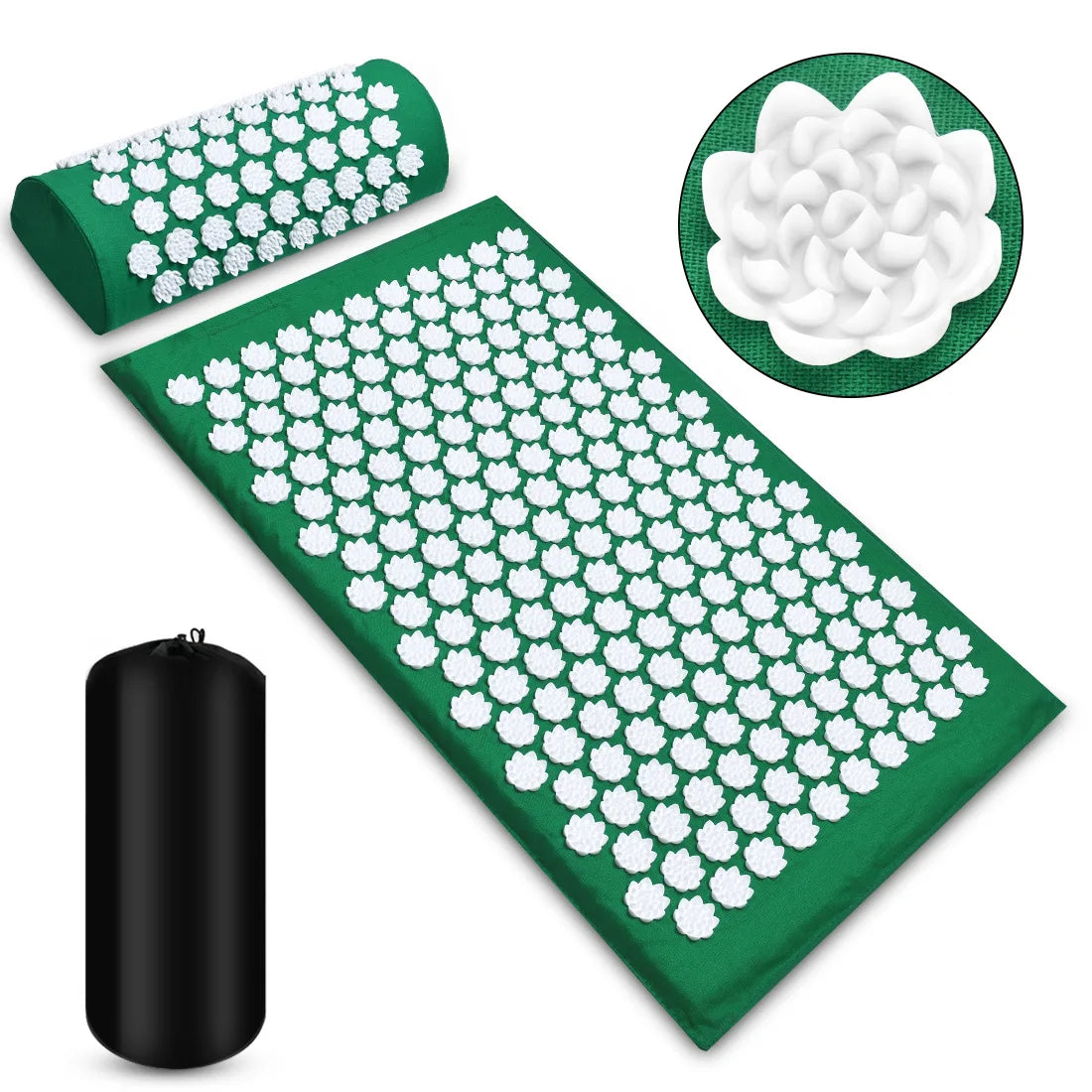 Massager Mat Shakti Mat Massage Yoga Mat Acupressure Relieve Stress Back Body Pain Spike Mat Acupuncture Massage Cushion Zpaxo Teardrop-shape Green