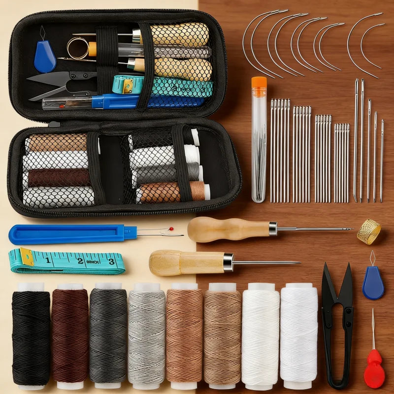Leather Craftsmanship DIY Leather Sewing Kit Interior Decoration Repair Kit, Comes with Sewing Umbrella Scissors Tool Kit, Suita Zpaxo suit