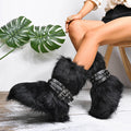 Women Snow Boots Long Fur Lightweight Designer Boots Woman Round Toe Thickened Fluff Warm Shoes Retro Comfortable Shoes Women Zpaxo black 39