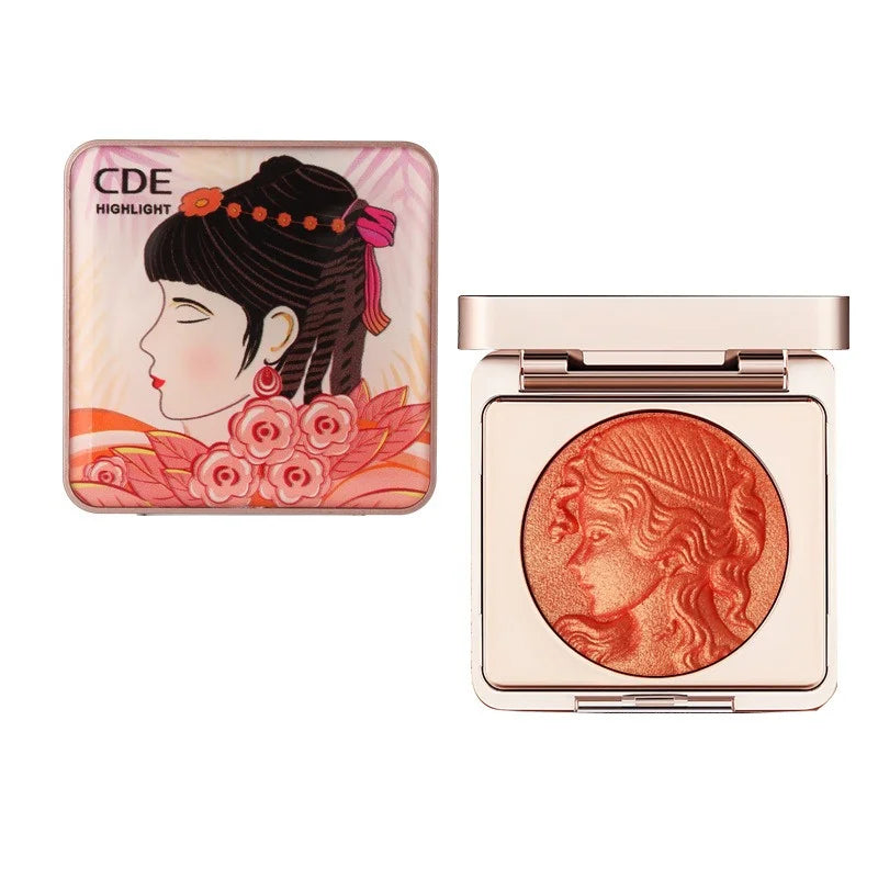 Highlighter Embossed Blush Glitter Facial Long-lasting Shimmer Powder Zpaxo