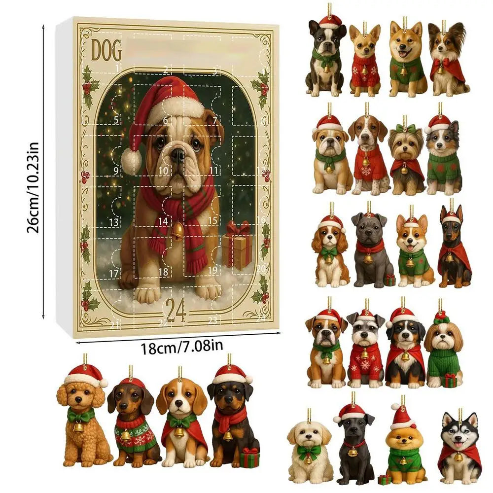Dog Lover Advent Calendar 24 Day Countdown 2D Acrylic Charm Pendant