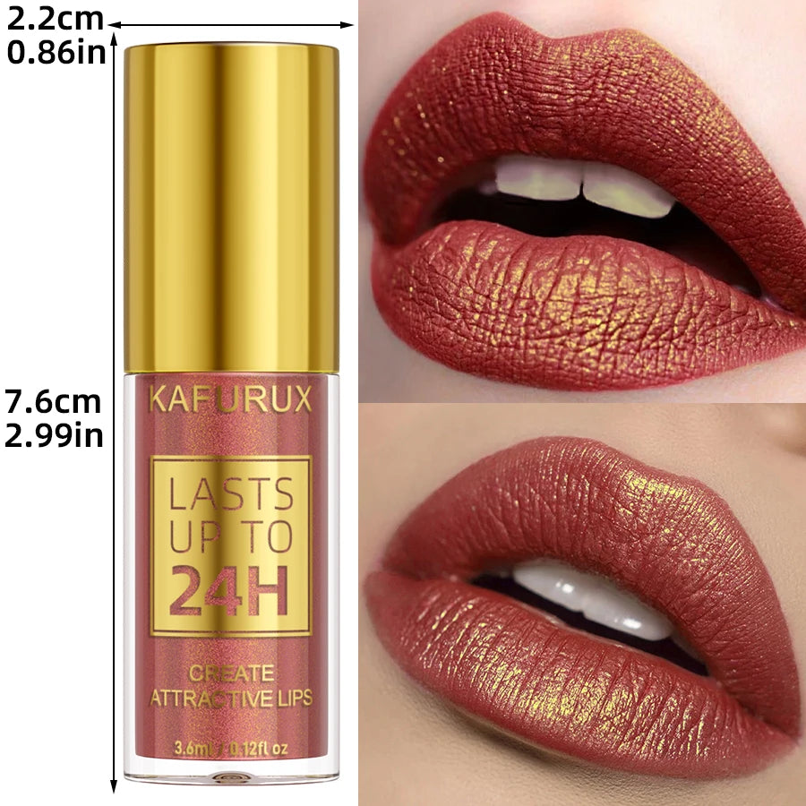 14 Colors Glitter Metallic Lip Glaze Shiny Long Lasting Gloss