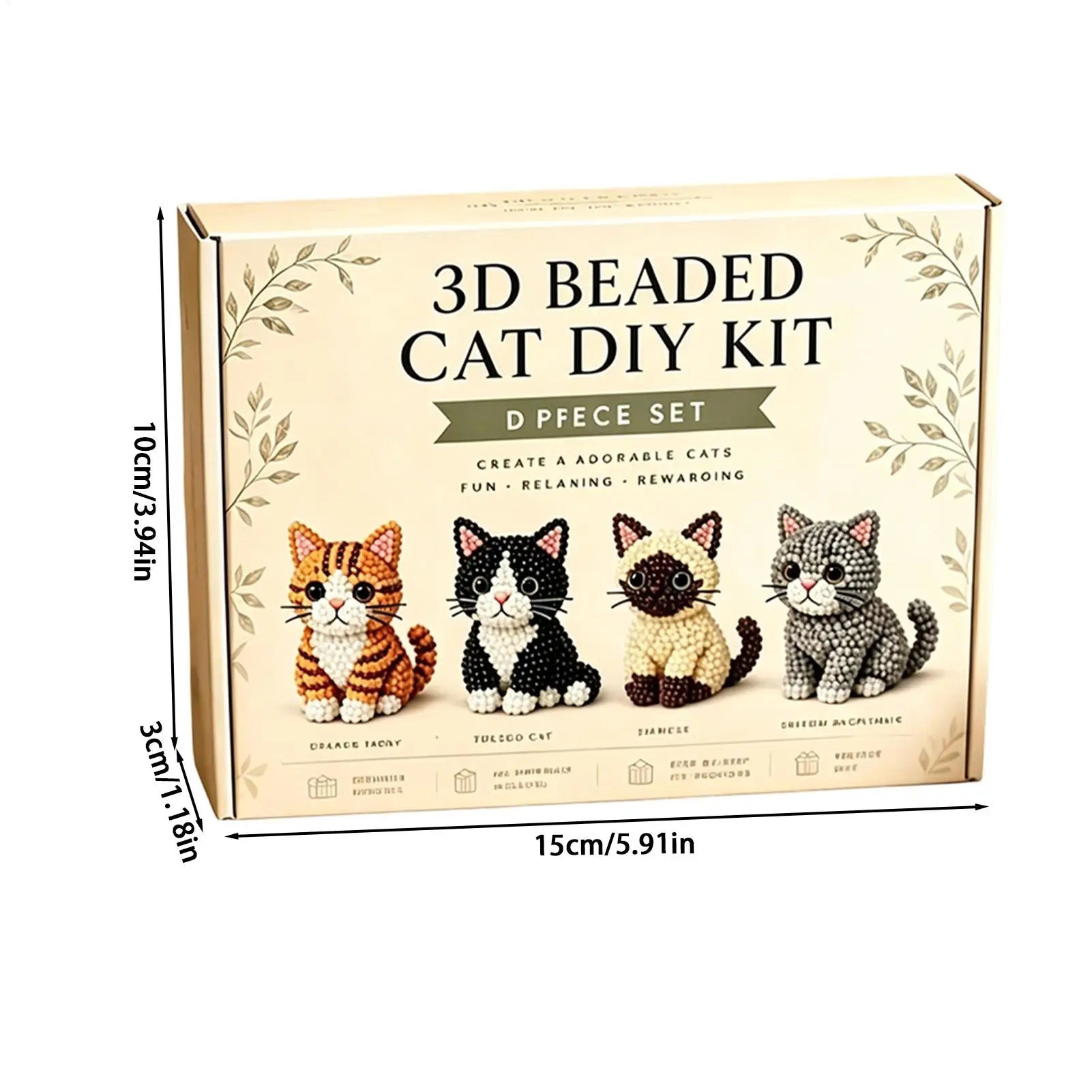 DIY Animal Beading Kit Cute Beginner-Friendly 3D Cat Funny Animal Beadwork Kit for Desk Decorations Bookshelf Decor Party Favors Zpaxo