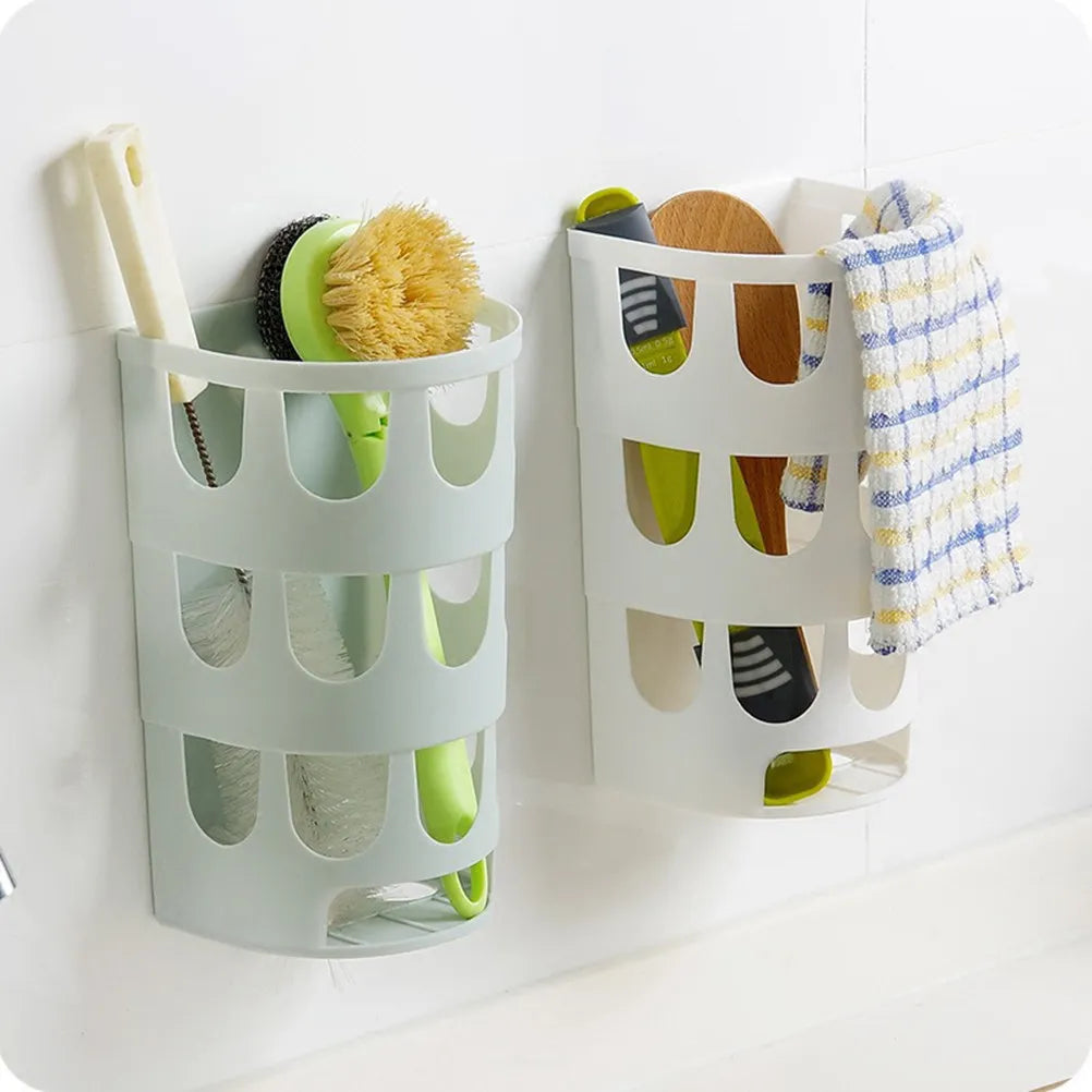 Garbage Bag Storage Box White Wall Mounted Hollow Design Adhesive