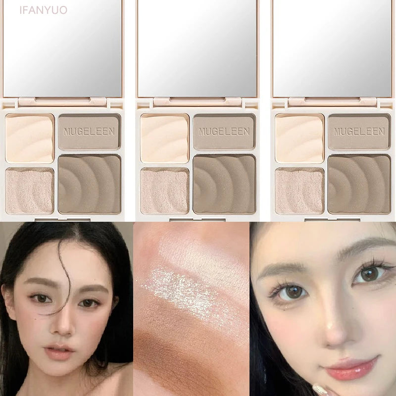 4Colors Matte Highlighter Contour 3D Facial Bronzer Brightening