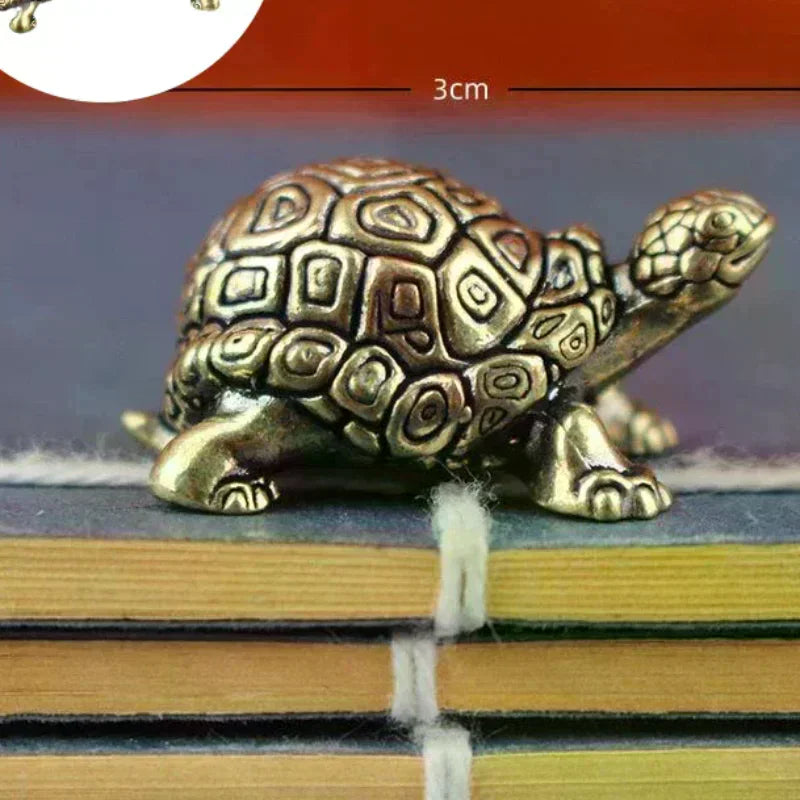 Vintage Brass Tortoise Figurines Metal Animal Sculpture Desktop Feng Shui Ornament Miniatures Antique Tea Pet Crafts Gifts Zpaxo
