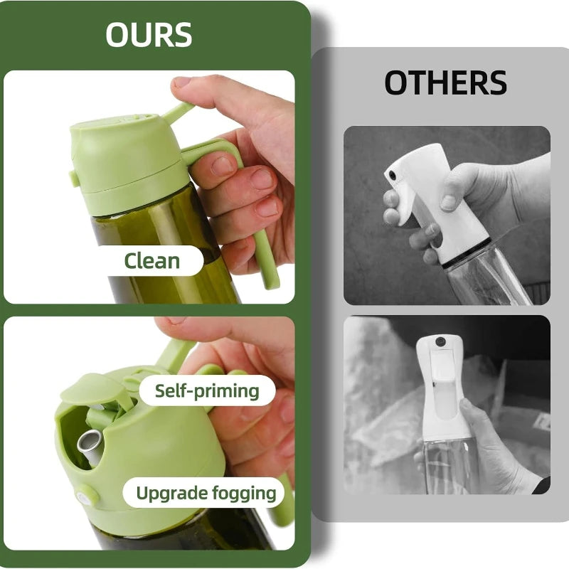 Olive Oil Dispenser Plastic Bottle for Kitchen Gadgets Air Fryer Accessories Olive Oil Sprayer Cooking Light-Blocking Dark Green Zpaxo