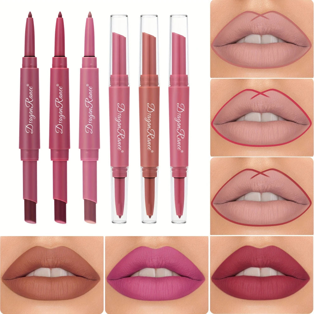 Permanent Lipliner And Lipstick Dual-Ended Velvet Matte Lasting Waterproof 24 Hour Nude Chestnut Non-Sticky Lip Contour Makeup Zpaxo