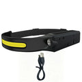 COB LED Headlamp Sensor Headlight Built-in Battery Flashlight USB