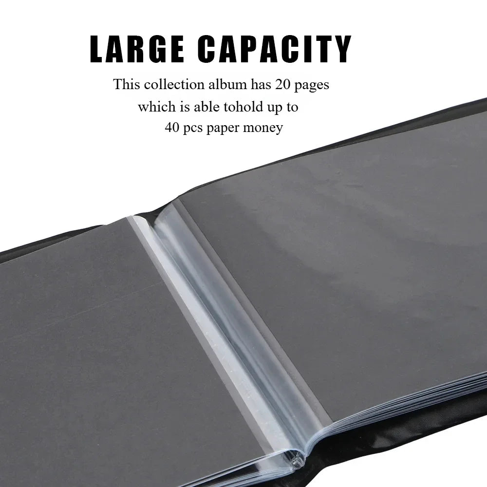 20 Pages Paper Money Collection Album Collection Pockets Loose Leaf Sheet Creative Money Banknote Protective Bag for Collector Zpaxo
