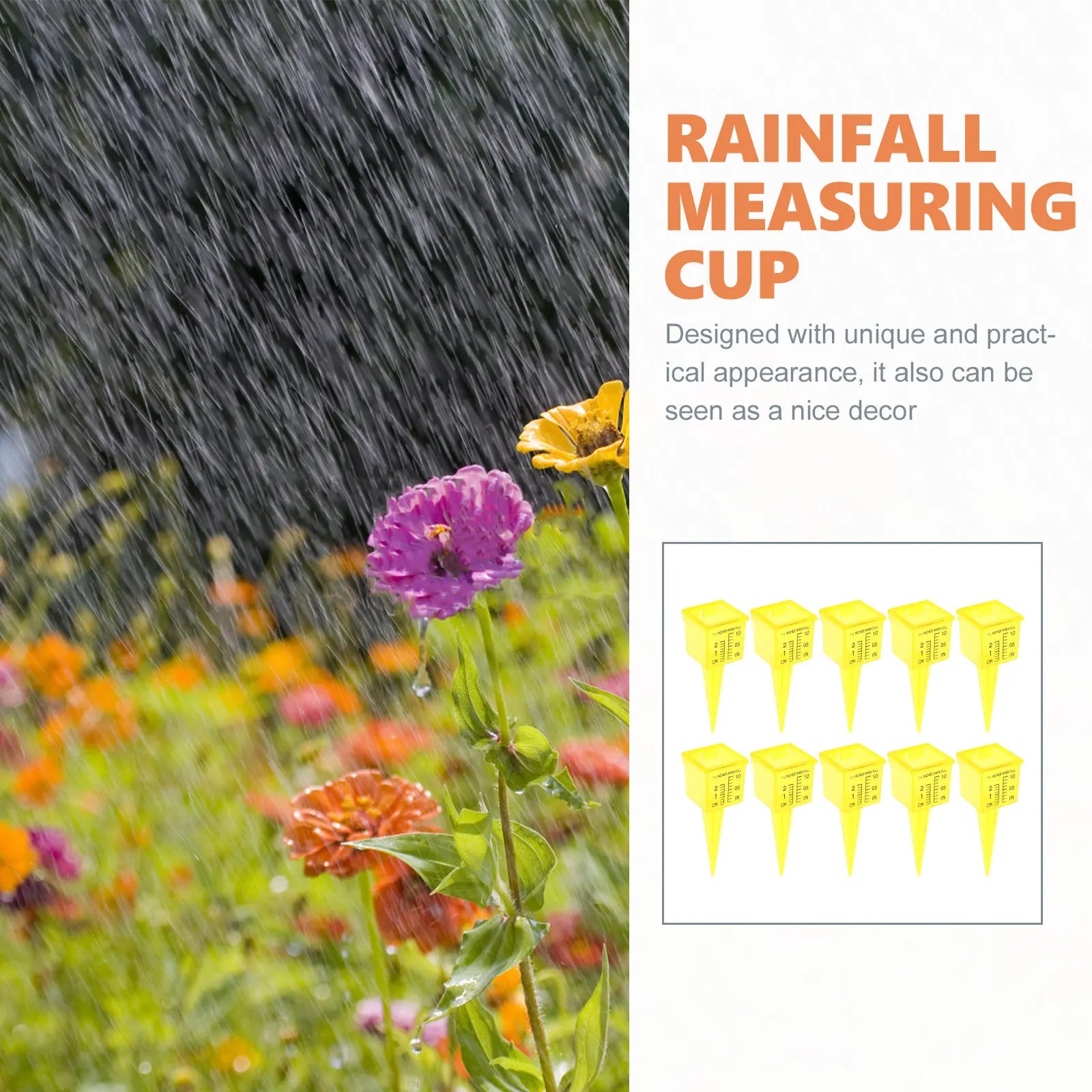10Pcs Strong Practicability Rain Gauge Plastic Rain Water Gauge Outdoor Garden Lawn Rainfall Monitoring Tool Big Capacity Zpaxo