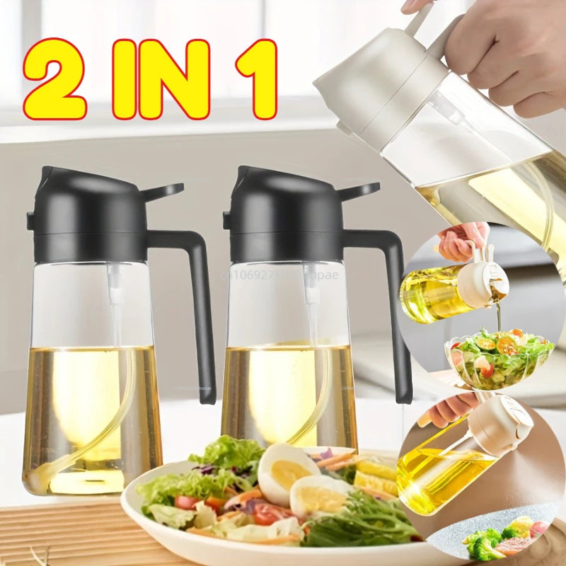 Oil Spray Pot 2-in-1 Plastic Household Kitchen Oil Bottle Nebulizing Mist Filling Cooking Oil Spray Pot Dual Use Camping Zpaxo