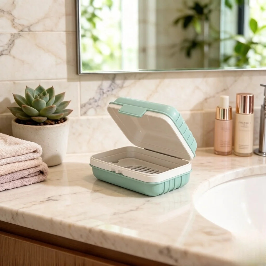 Clear Plastic Soap Dish with Lid – Waterproof Travel Soap Box Soap Dish Zpaxo