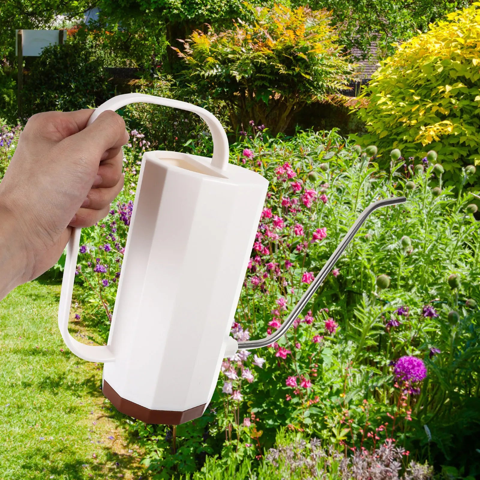 1200Ml S Shape Watering Can Premium Solid Construction Scratch Corrosion Resistant Large Opening Geometric Base Indoor Zpaxo