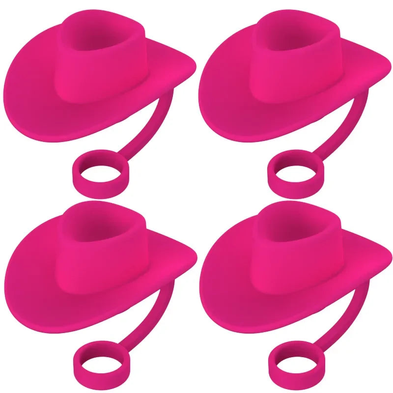 4-Pack Cowboy Hat Silicone Straw Caps for Stanley 40 oz Cup