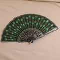 Silk Peacock Sequin Folding Fan – Dance, Wedding & Decor