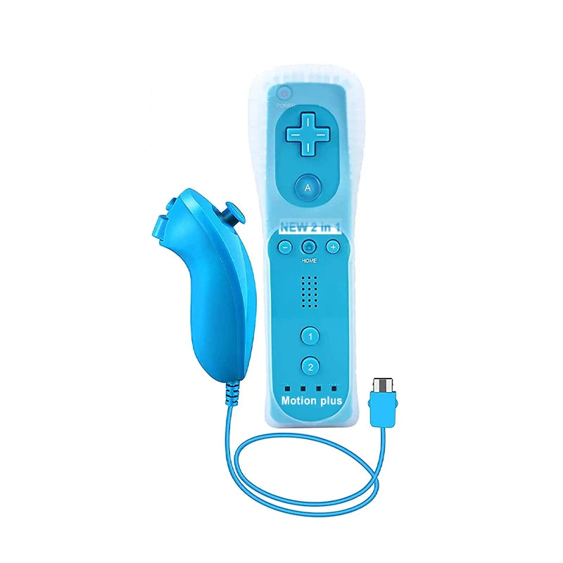 1 Pair Nunchuck Controller Motion Remote Wii Gamepad Nintendo Games Zpaxo Blue