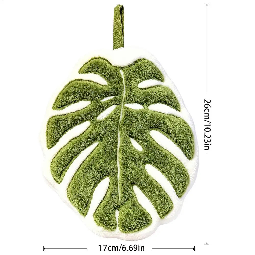 Leaves Hand Towel Bathroom Accessories Absorbent Kitchen Towel Soft Towel Hanging Towels Handkerchief Towels Home Wash Towels Zpaxo White Green
