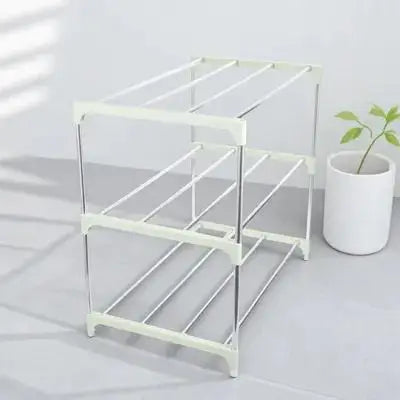 3-Tier Shoe Storage Shelf Rustproof Stainless Steel Material Neat Folding Free Standing Shoe Rack for Household Use