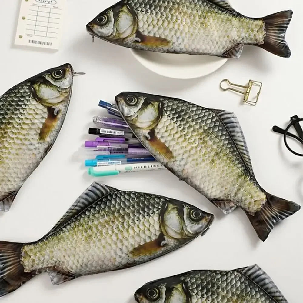 Cartoon Large Capacity Pen Bag Simulated Crucian Carp Multifunctional Zpaxo