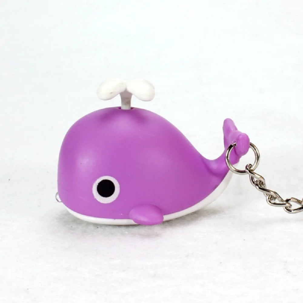 Creative Sounds Light Sea Whale Keychain with Sound Flashlight LED Whale Keyring Cartoon Luminous Animal LED Keychain Small Gift Zpaxo Purple