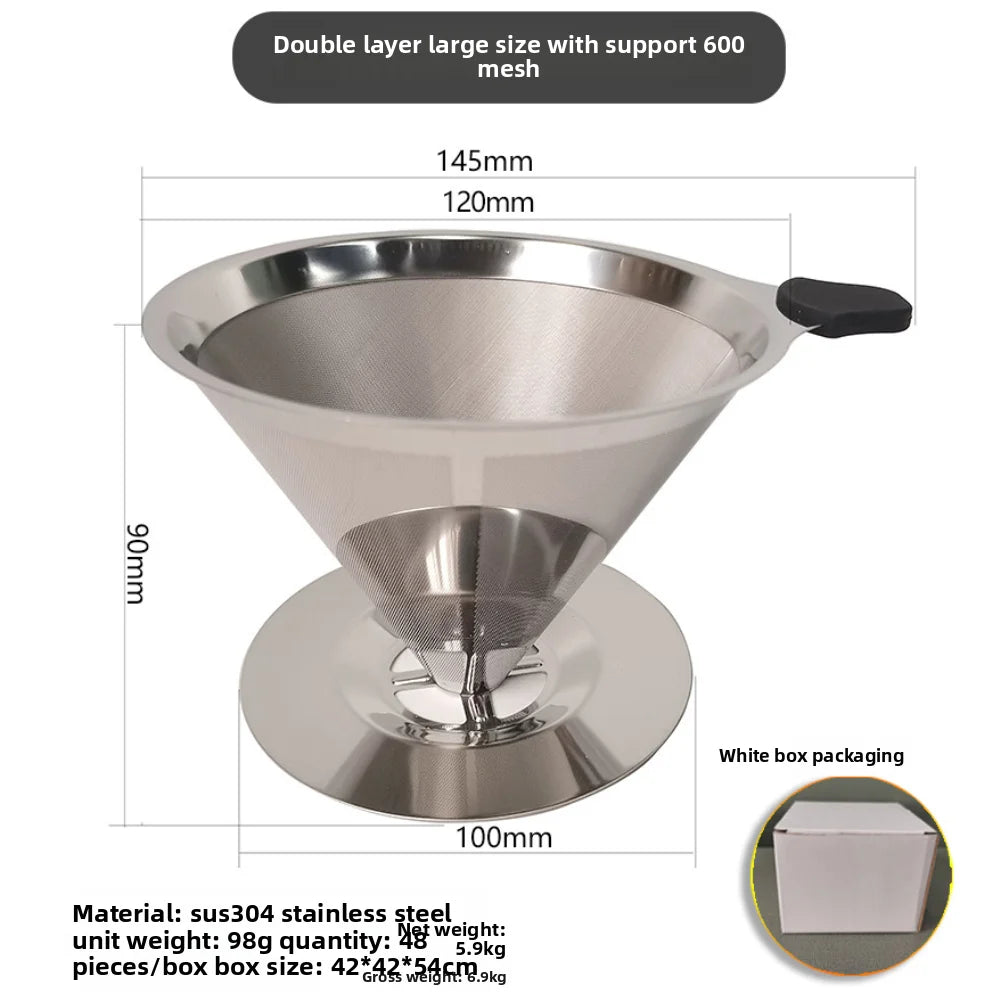 1PC Stainless Steel Reusable Coffee Filter Holder Pour Over Mesh Tea Dripper Cup Zpaxo Ivor-L