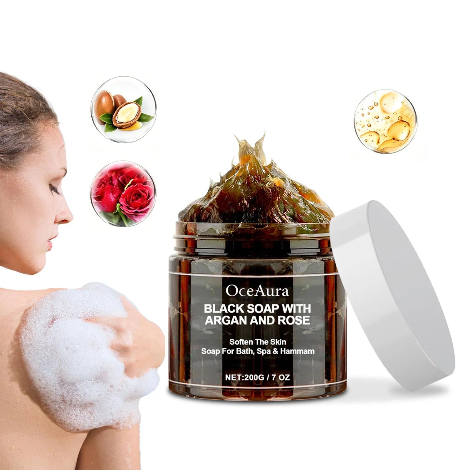Black Cleansing Soap – Argan Oil Exfoliating Body Scrub Bar Exfoliating Body Soap Zpaxo