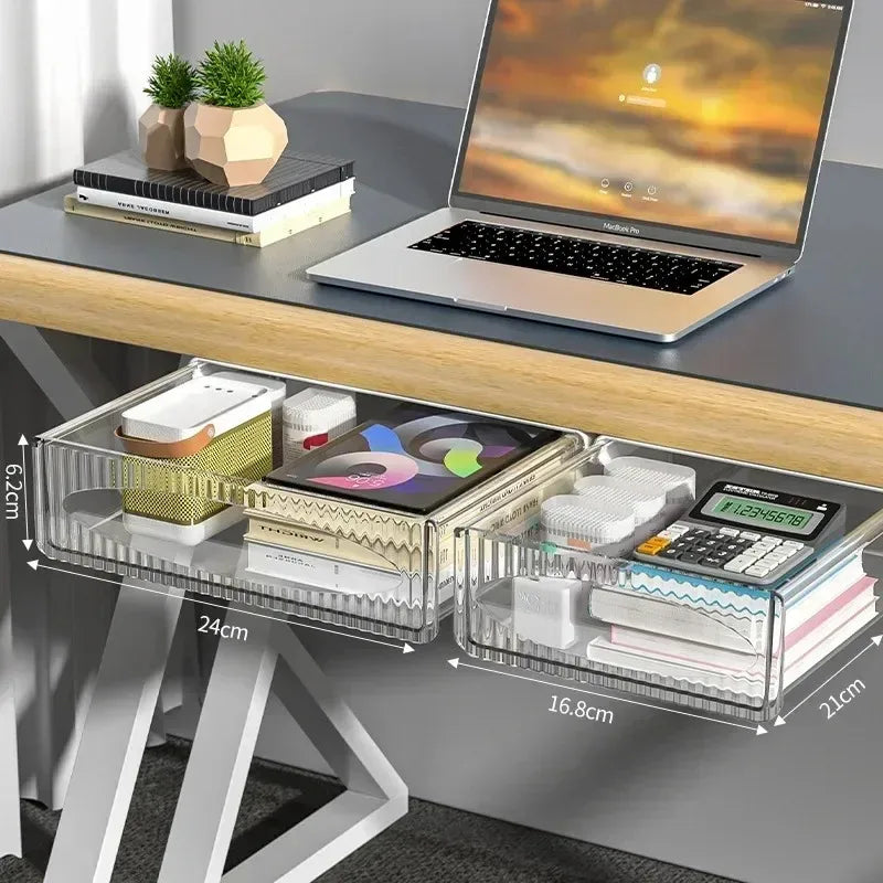 Invisible Storage Table Shelf Box Pull Out Hanging Under Desk Drawer