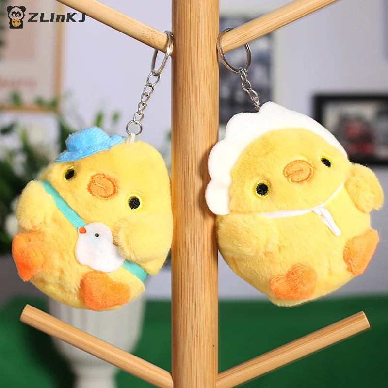 ▶1PCS Cartoon Plush Little Yellow Chicken Toy Doll Keychain Pendants Lovely Mini Chicken Plush Toys Bag Keychain Pendants Zpaxo