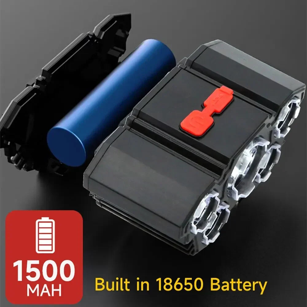 5-LED USB Rechargeable Headlamp – 4 Modes, 18650 Battery