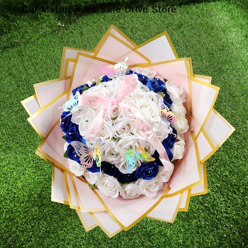 CM20 Sheets Gilt Edge Wrapping Paper Flowers Material Korean Birthday