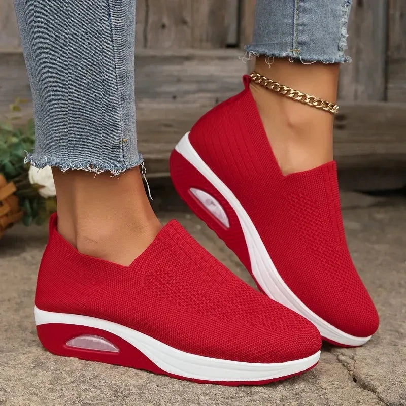 Women's Casual Slip on Sneakers Breathable Woven Mesh Upper Jogging Shoes for Women Walking Biking Driving Zapatillas De Mujer Zpaxo