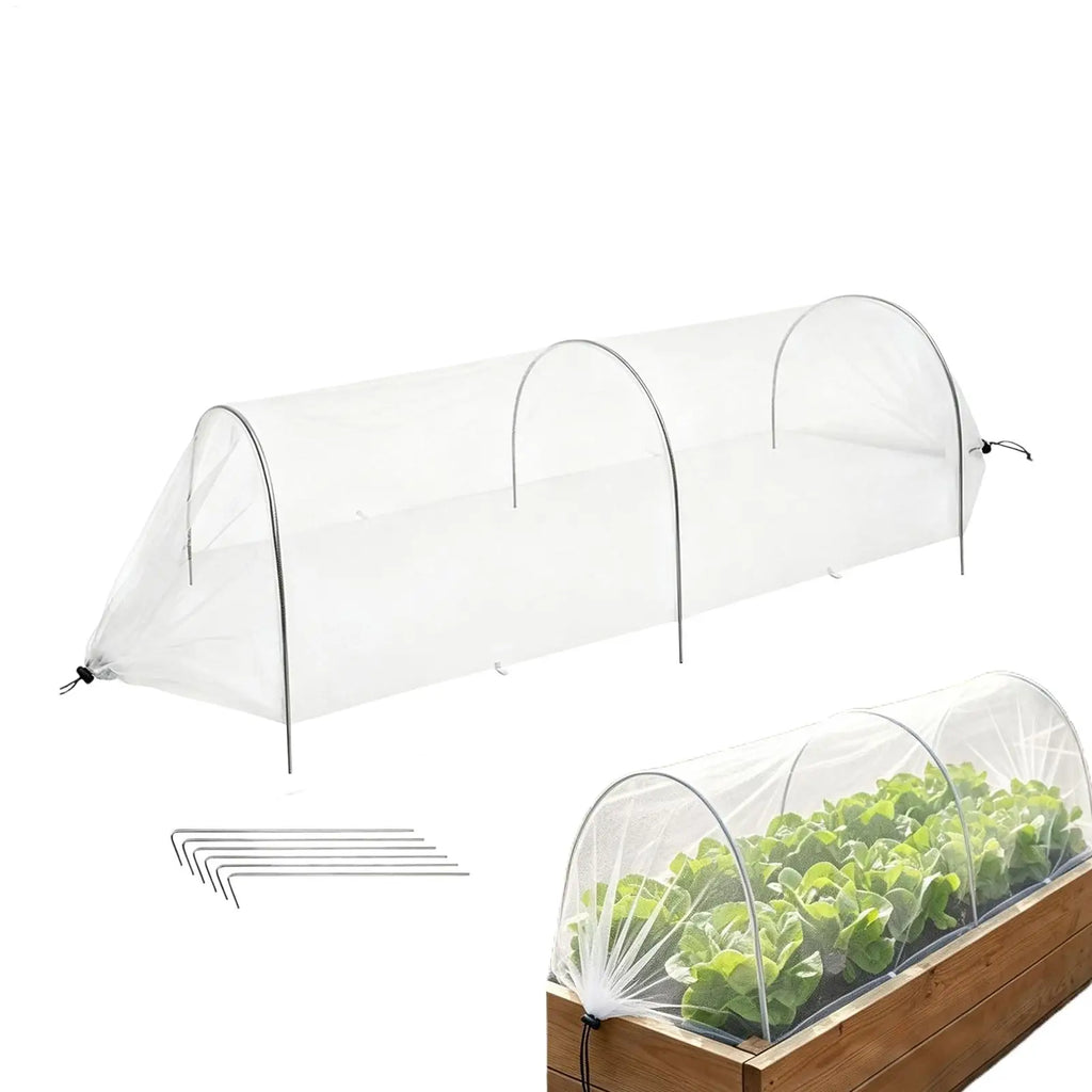 Pop-Up Garden Tunnel Net with Stakes – Plant Protection Mesh Garden Tunnel Net Zpaxo