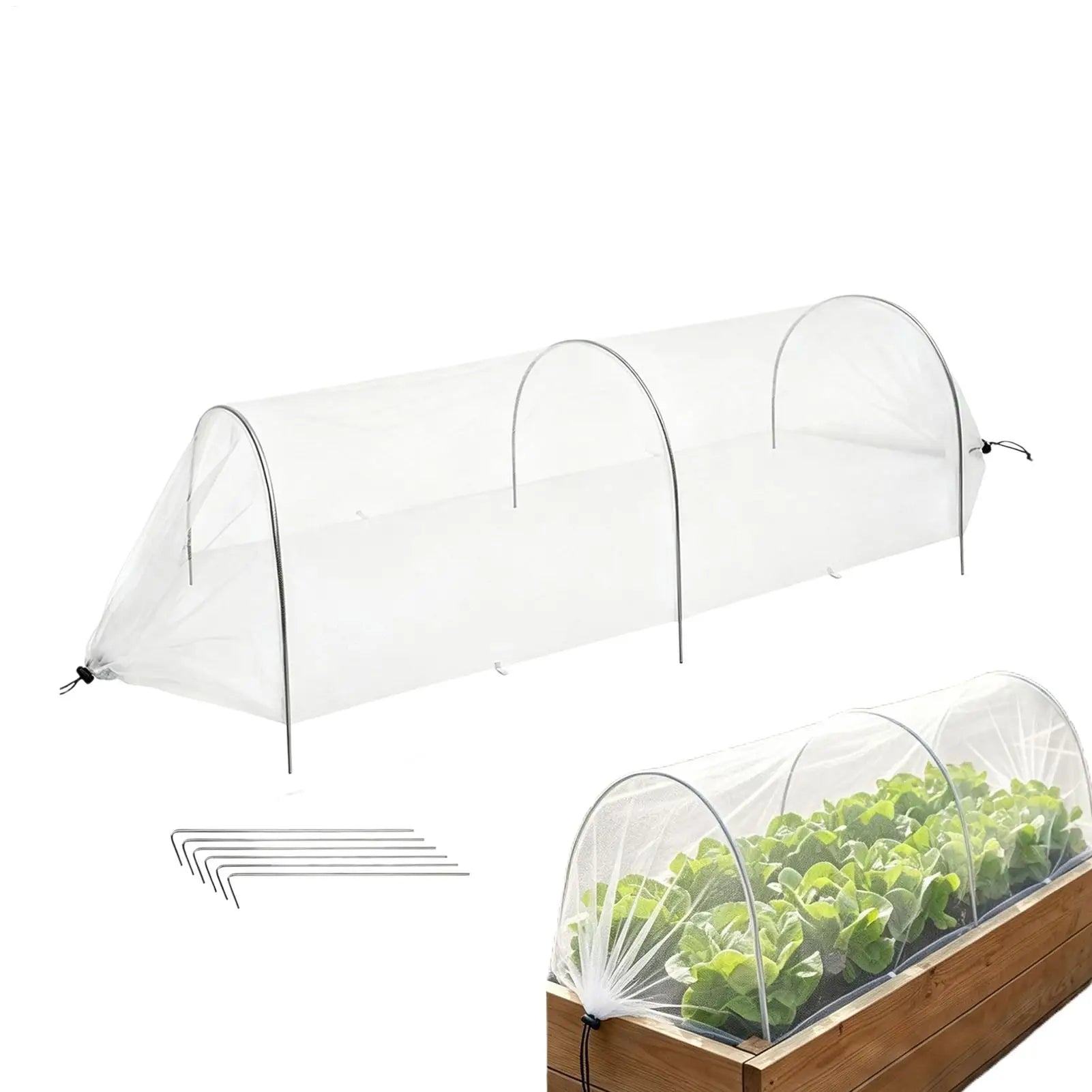 Pop-Up Garden Tunnel Net with Stakes – Plant Protection Mesh Garden Tunnel Net Zpaxo