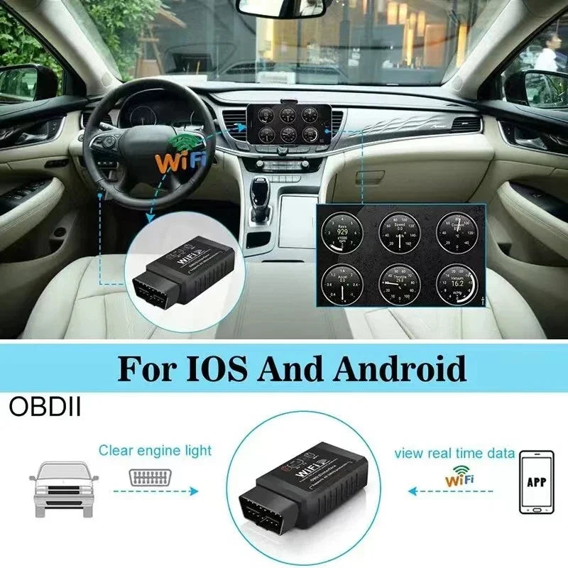 WiFi ELM327 V1.5 OBD2 Scanner – Works with iPhone & Android