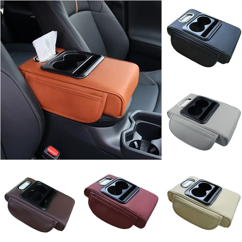Elbow Support Car Arm Rest Cushion Cup Holder Side Storage Pockets Zpaxo