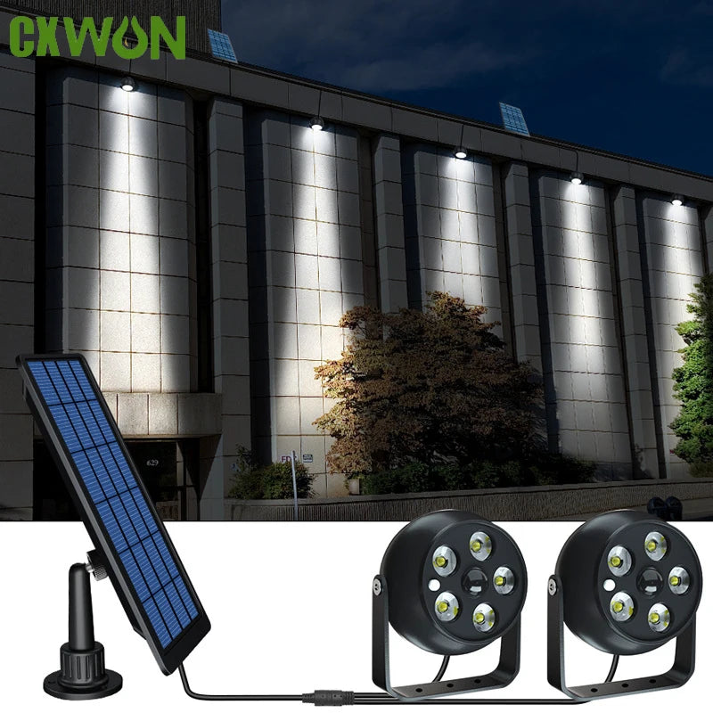 Dual Head Solar Spotlights Outdoor Indoor LED Light 2-in-1 Waterproof Solar Powered Wall Light for Garden Landscape Lighting Zpaxo