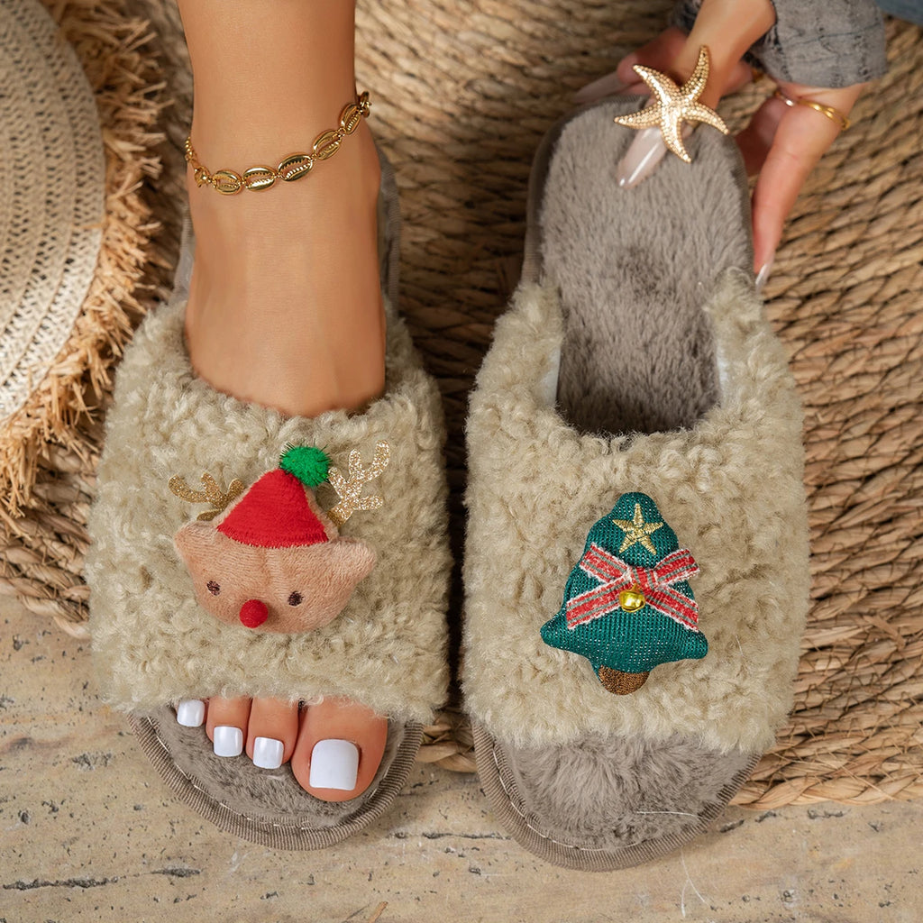 2025 New Women Slippers Cute Cartoon Christmas Candy Slides Women Warm Indoor Home Slippers Autumn and Winter Shoes for Women Zpaxo