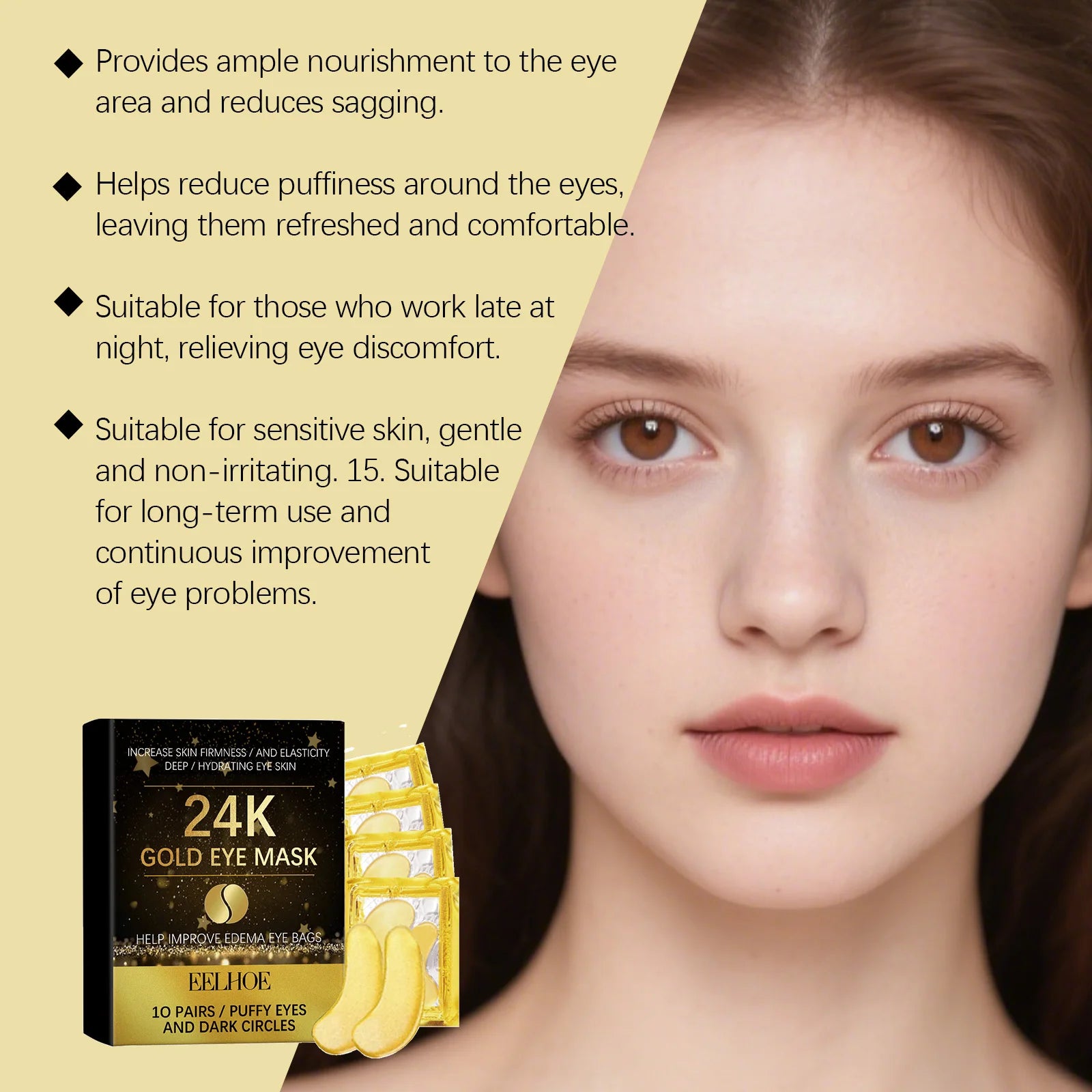 Moisturizing Repairing 24k Gold Eye Mask Barrier Protection Soothing Zpaxo