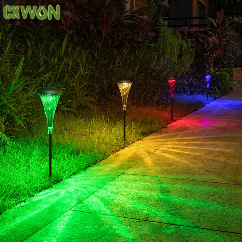 Solar Lawn Lights RGB /Warm Lighting Change Mode Landscape Decorative Ground Plug Light for Villa Garden Grass Waterproof Patio Zpaxo 2PCS