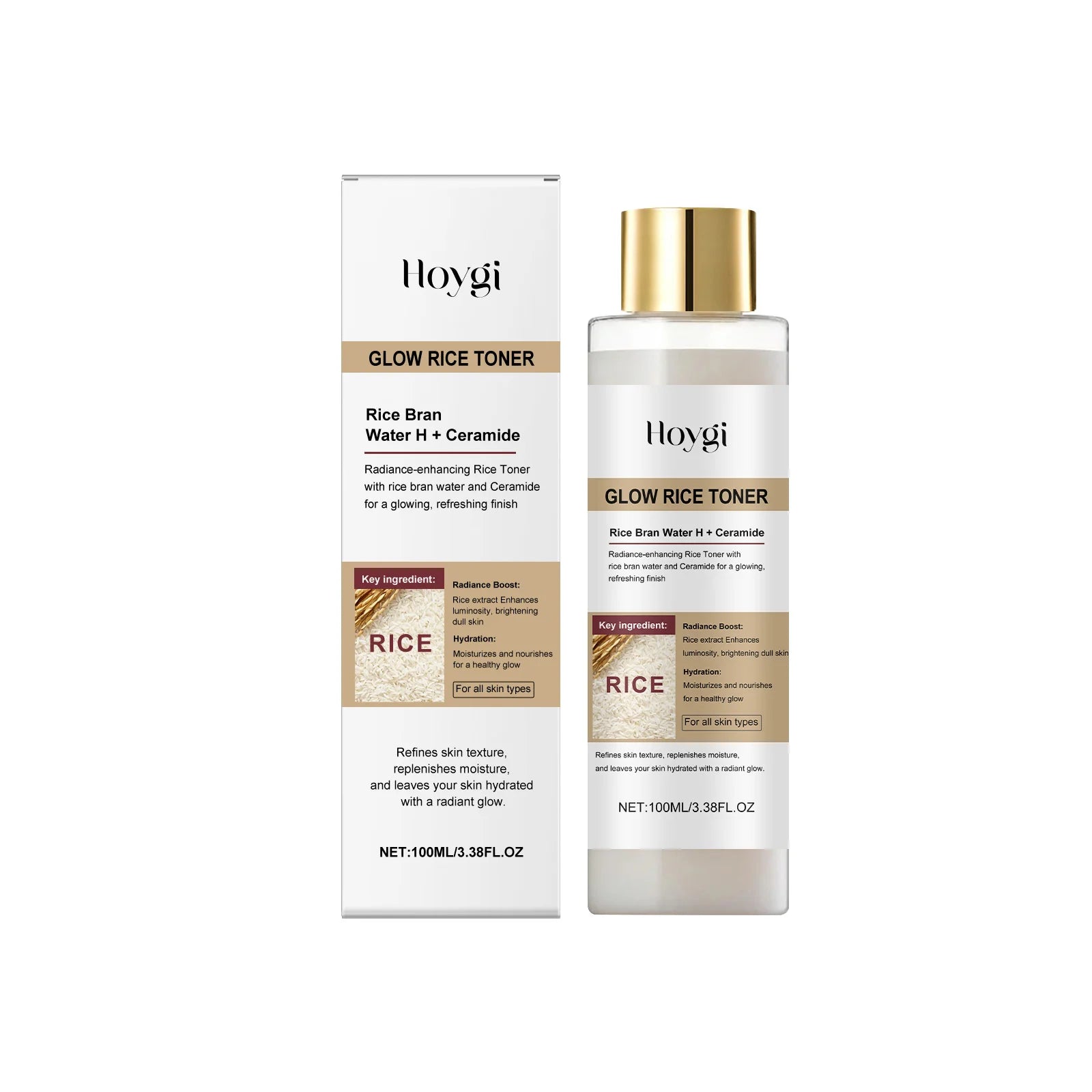 Glow Brightening Rice Essence Moisturizing Nourishing Even Skin Tone Improves Dullness Oil-Control Brightening Serum Skincare Zpaxo Toner 100ml
