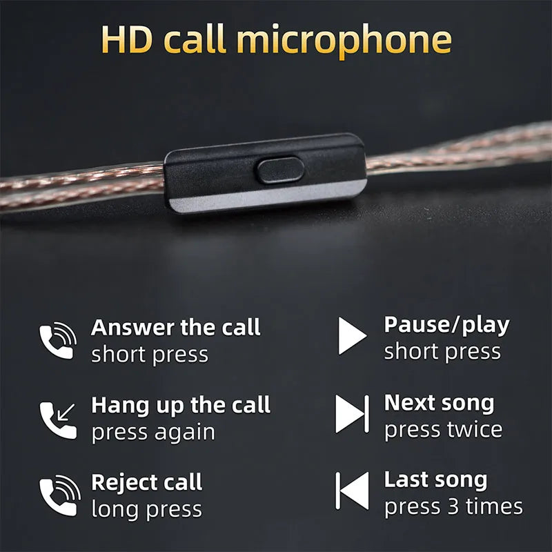 For KZ ZS10 ZSN ZEX In Ear Cable High-Purity Oxygen-Free Copper Twisted Earphones Cable 2pin Cable Silver Plated Cable With Mic Zpaxo