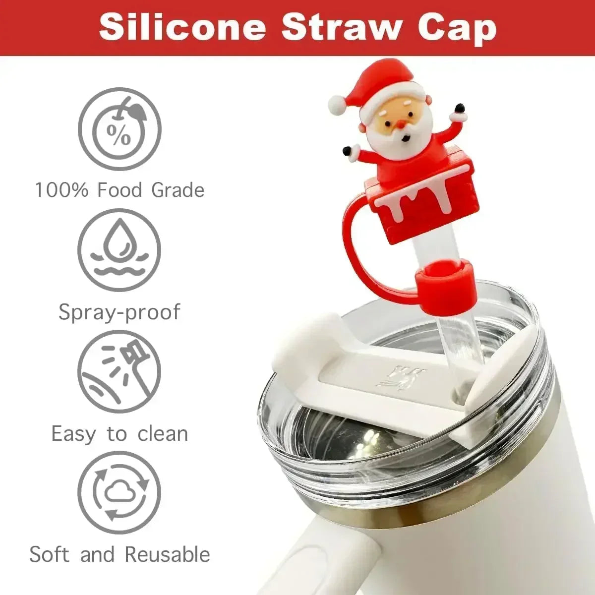 Christmas Straw Covers Caps Tumblers Dustproof Toppers Cups 30 Cup