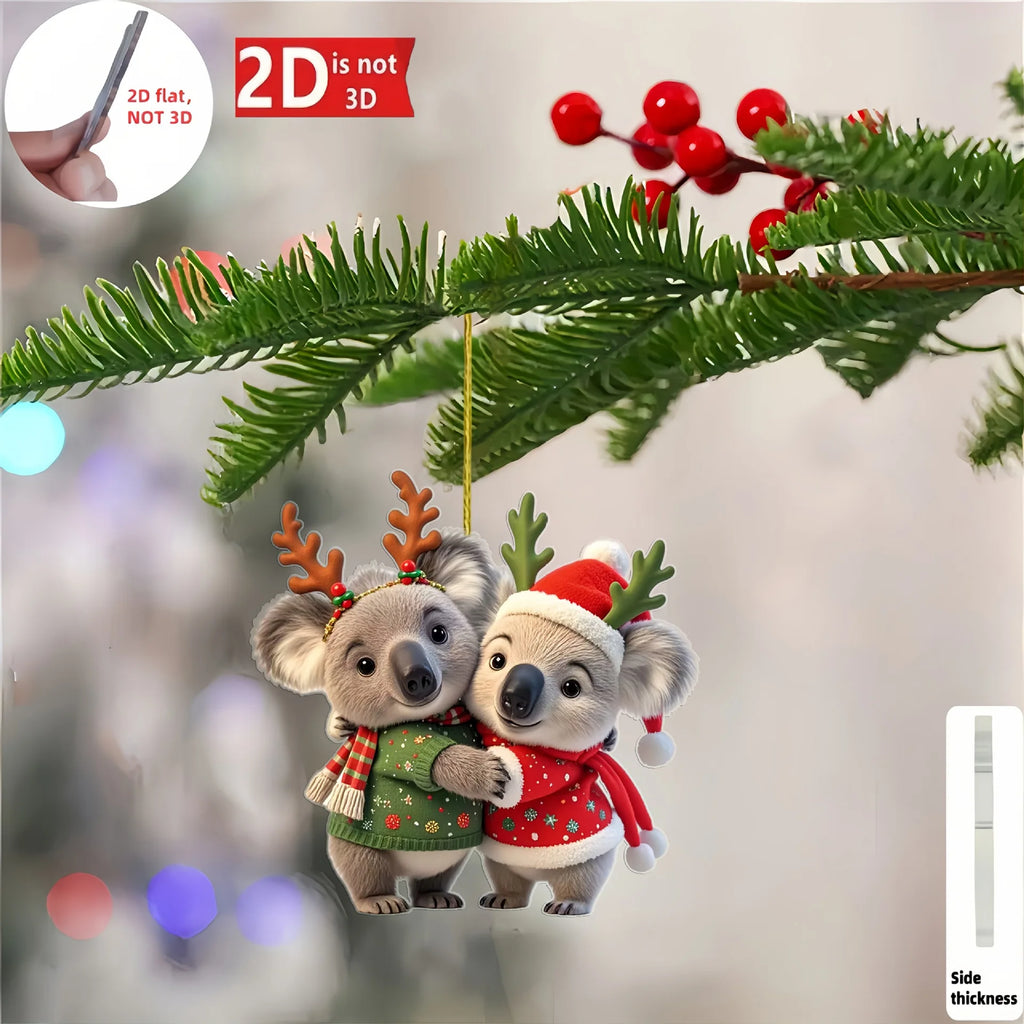 Christmas 2D Acrylic Animal Ornaments – Tree, Keychain & Bag Decor
