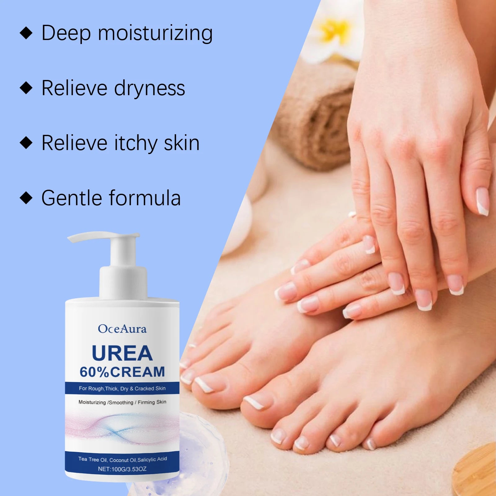OceAura 60% Urea Foot Cream – Cracked Heel & Callus Repair Urea Foot Cream Zpaxo