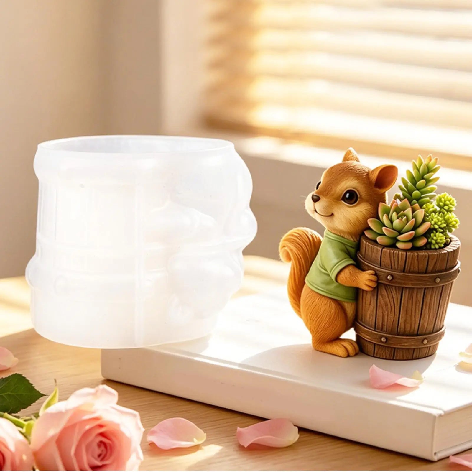 Pen Holder Mold 3D Squirrel Silicone Organizer Plaster Concrete Planter Mold for Organizer Container Flower Pot Clay Craft Zpaxo